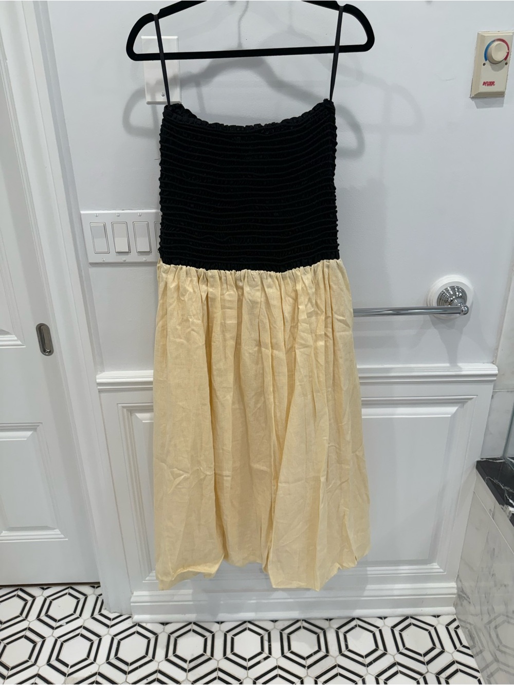 DISSH Strapless Black and Cream Two-Tone Sundress